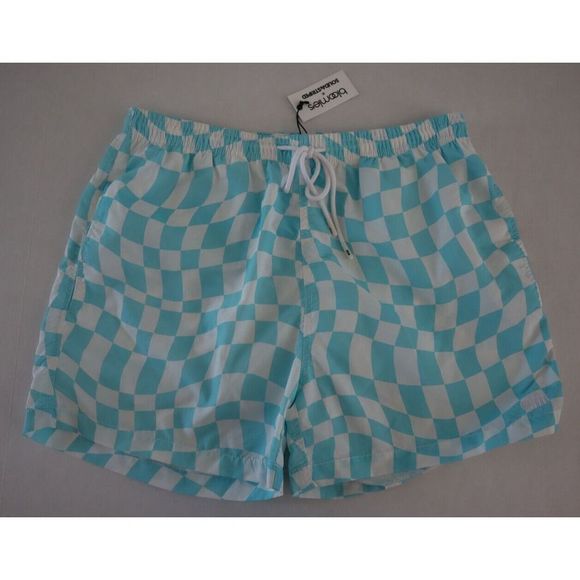 Bloomie's x Solid & Striped Men Sz L Cyan Blue Wavy Check Shirt/Shorts Set $220 - Picture 7 of 16